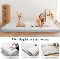 Vista 8 de Colchón de Futón Japonés para Suelo, 100% Espuma Cómoda de Alta Densidad, Colchón Plegable Engrosado de 3.5 Pulgadas, Tapete Tatami para Dormir