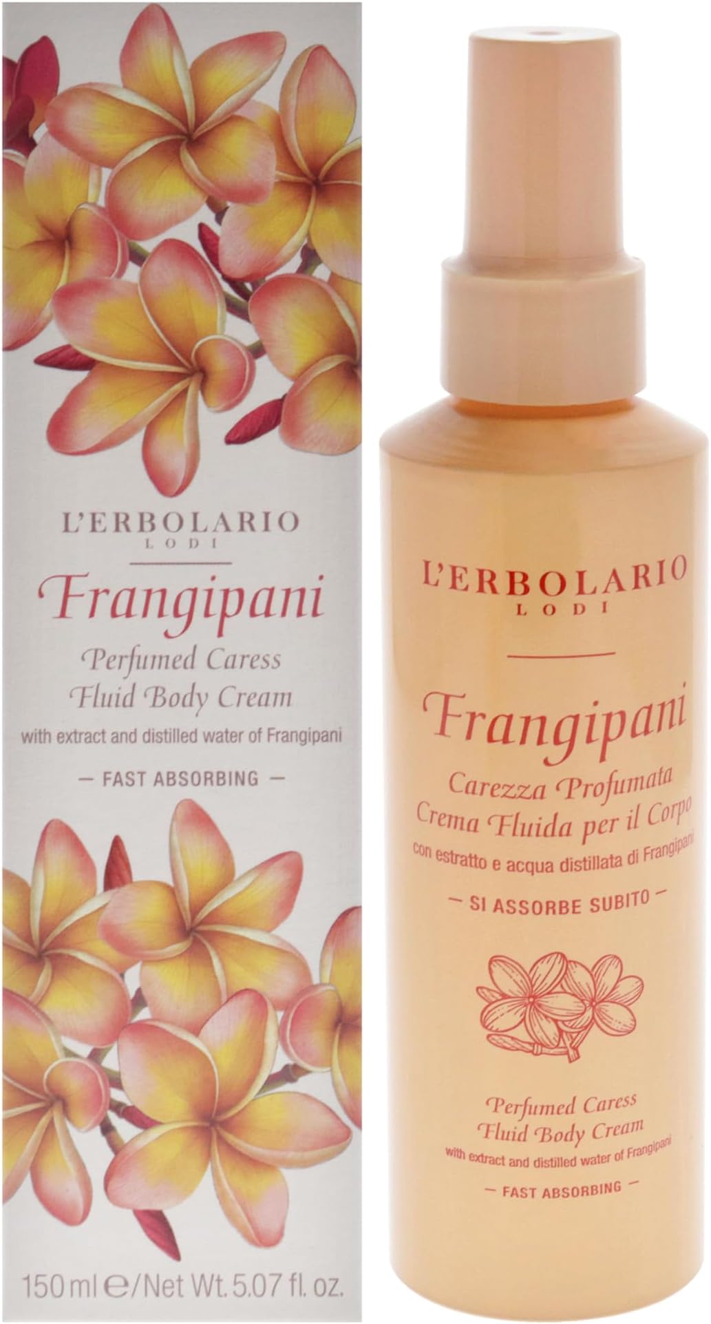 Perfumed Caress Fluid Body Cream – Moisturizing Body Butter – Fast-Absorbing, Softening Skin Care with Coconut Oil - Frangipani – 5.07 oz