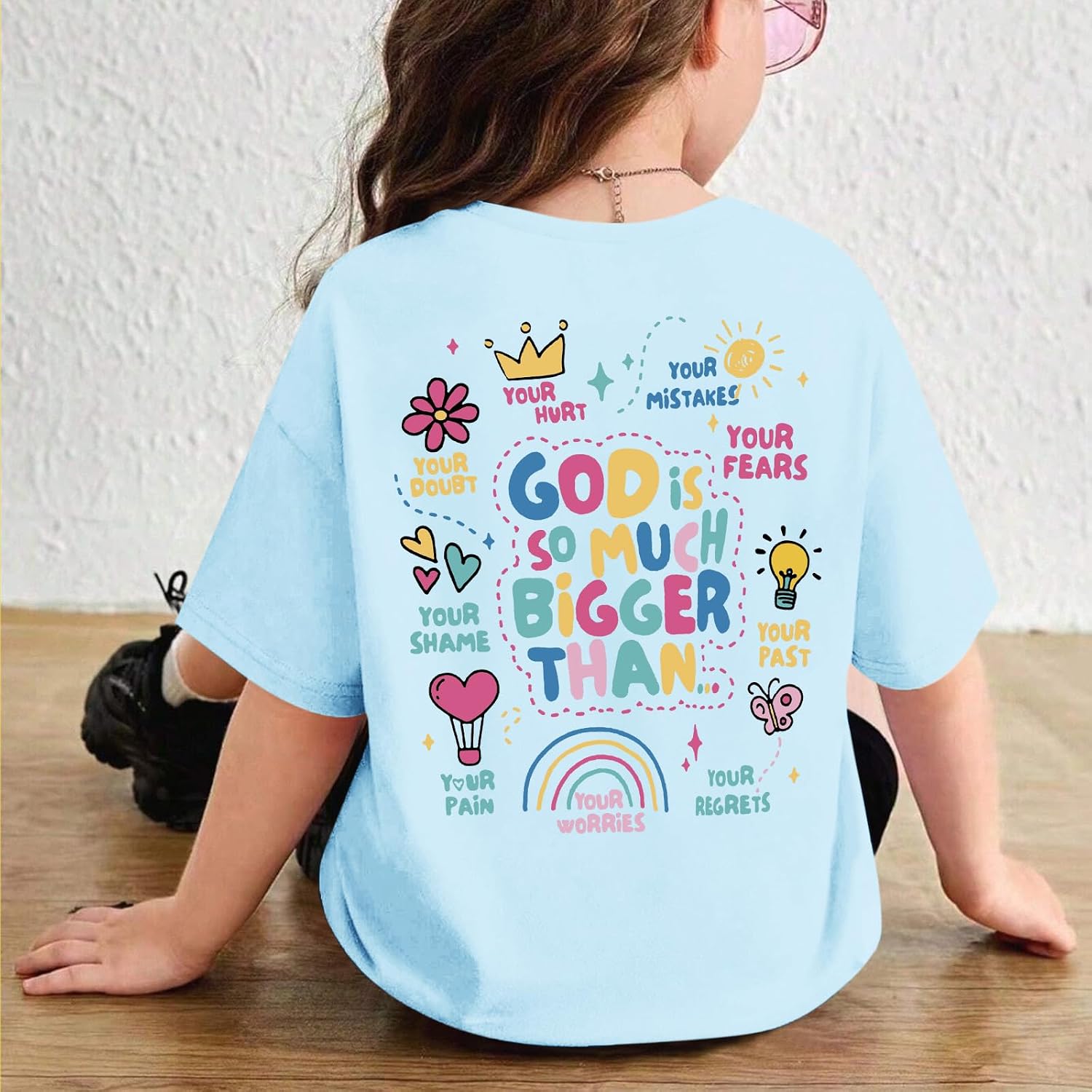 Sulayesh Girls Cute Christian Shirts Jesus God Faith Bible Verse Tshirt for Kids Religious Inspirational Graphic Tees Tops