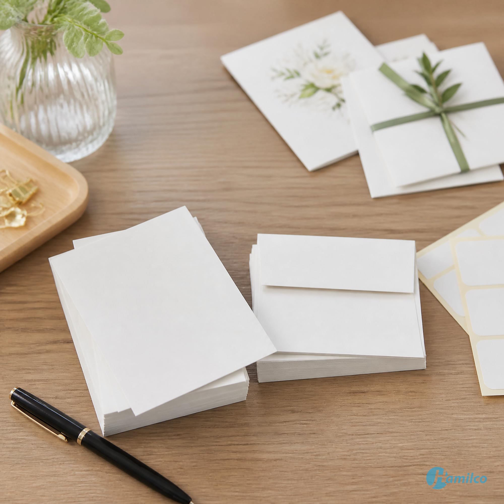 Hamilco Karton-Notiz- und Postkarten, blanko, flach, 12,7 x 17,8 cm dickes Papier, 36,3 kg, Karton für Drucker, 100 Stück mit Umschlägen