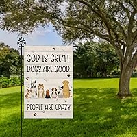 Vista 5 de Hafhue Dios es Grande Los Perros Son Buenos Bandera de Jardín de Bienvenida, Bandera de Patio para Vacaciones al Aire Libre, Decoración de Porche