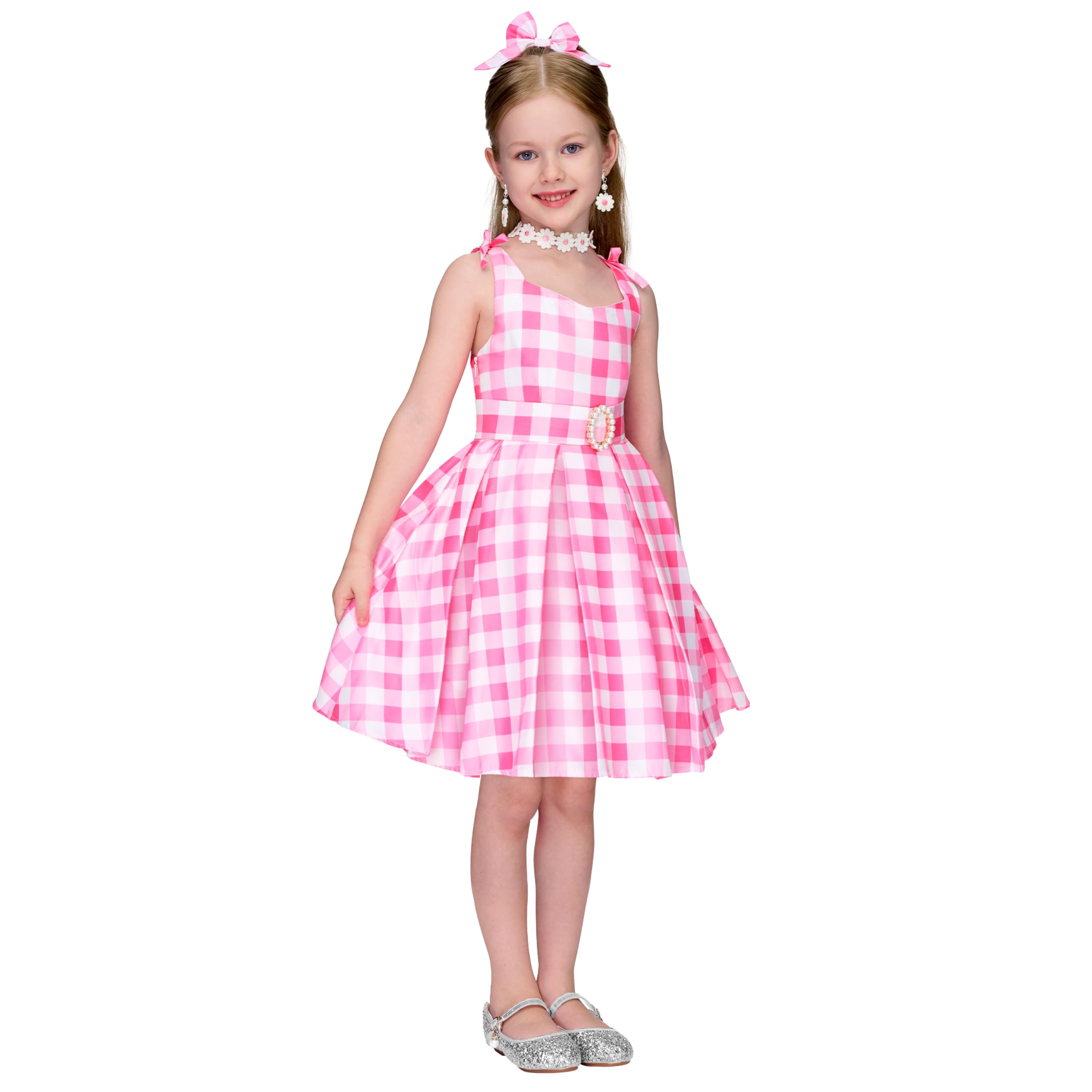 Spooktacular Creations Costume di Halloween per ragazze, costume scozzese rosa, vestito da bambola rosa per giochi di ruolo per feste di Halloween per ragazze (piccolo (5-7 anni))