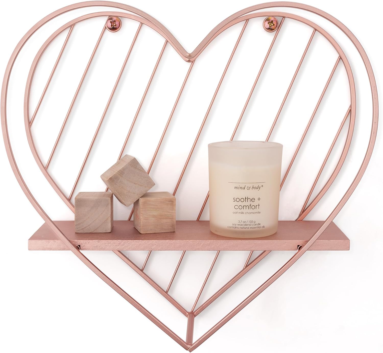 SUMGAR Floating Shelves Rose Gold Heart Shelf for Wall Mounted Pink Bathroom Bedroom Living Room