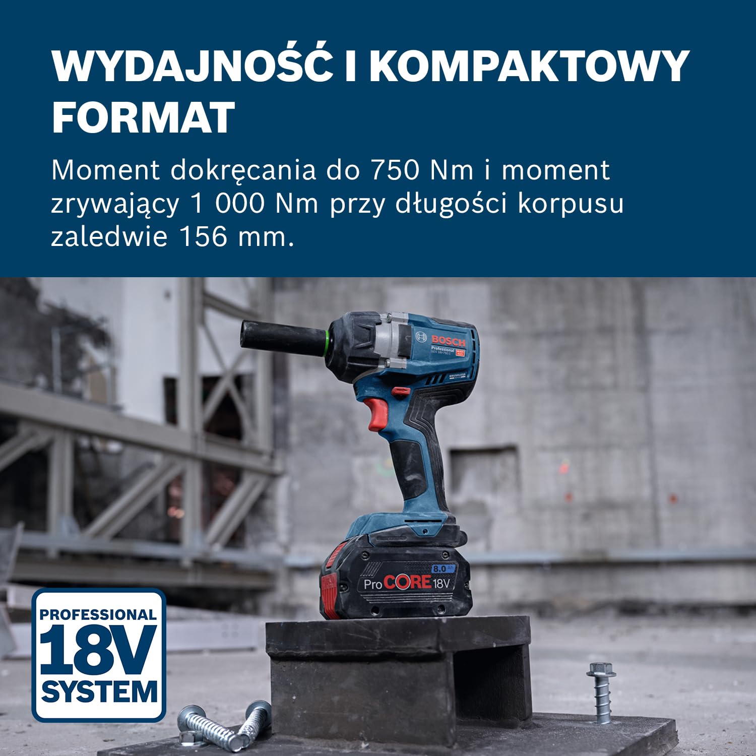 Bosch Professional 18 V firmy Bosch: akumulatorowy klucz udarowy GDS 18V-750 C