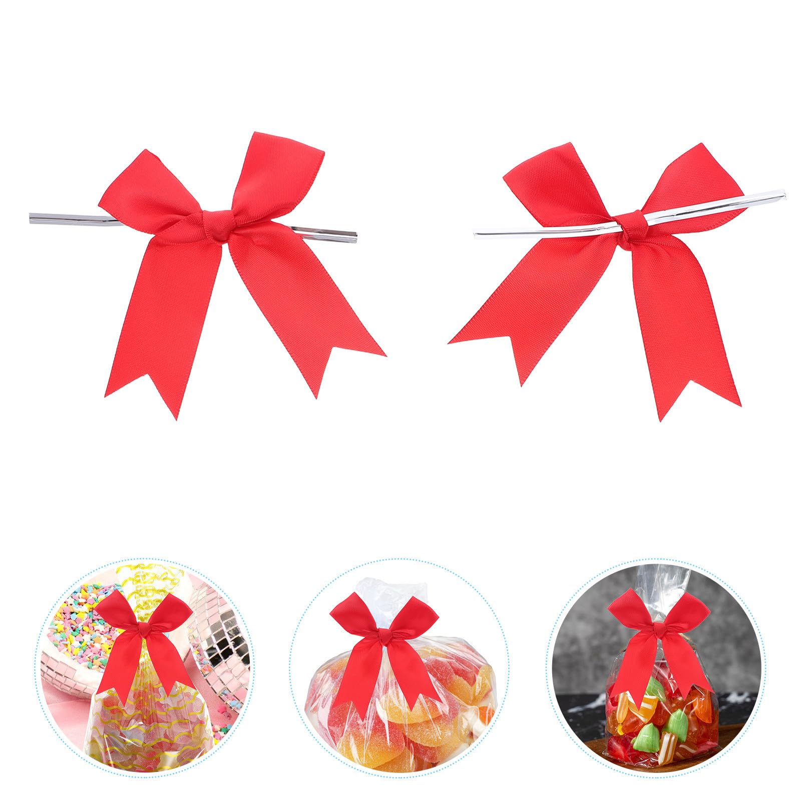 Healeved 250 Stück Rote Kleiner Schleife aus Polyester für Hochzeitsschleifen Dekoration und Tortendekoration Handgefertigt Strapazierfähig für Candy Tasche Verpackung und Partydeko