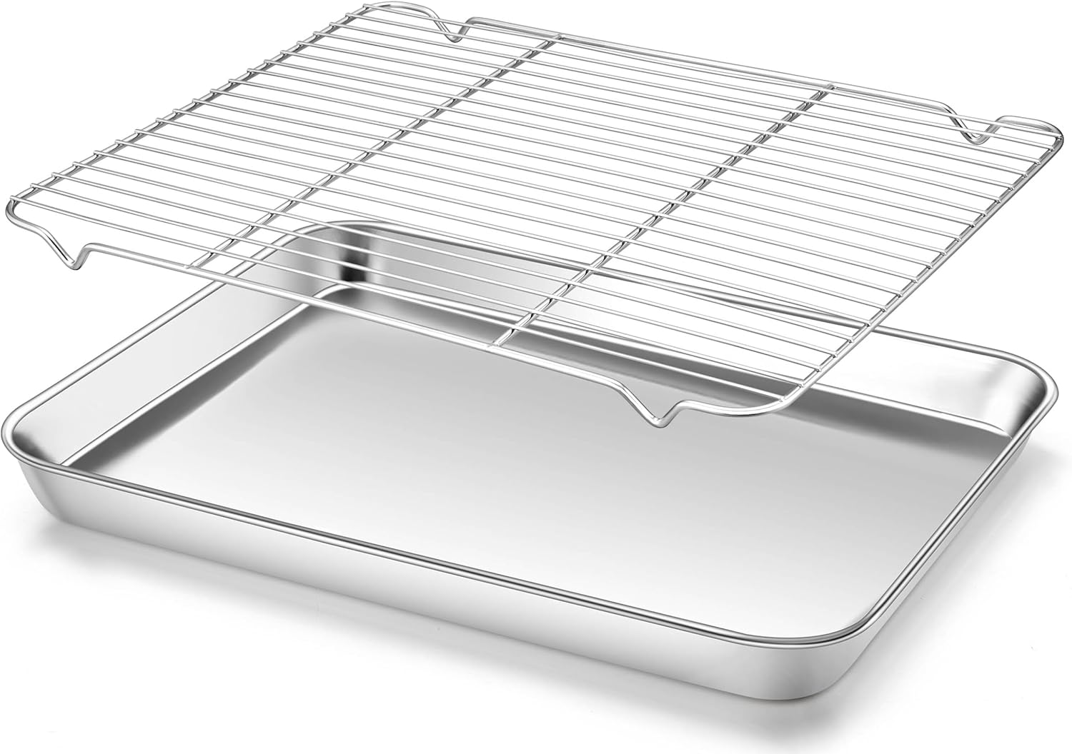 Homikit Baking Sheet Pan with Rack Set, 18" x 13" Nonstick Half Cookie Sheets for Baking Cooking Tray with Wire Cooling Rack, Stainless Steel Bakeware Bacon Pans for Oven Toaster, Dishwasher Safe 2 17.6x13x1