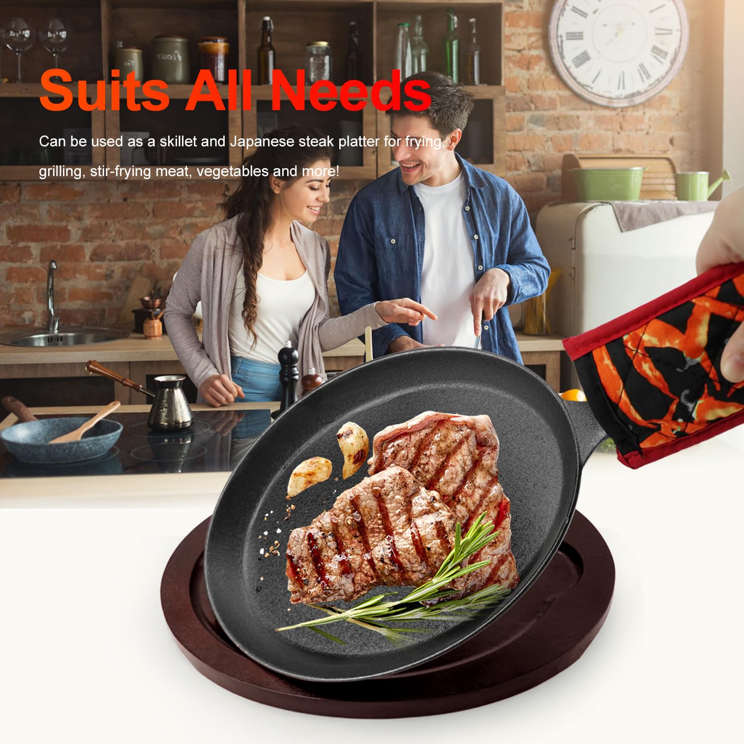 DVK Sizzling Plate - Cast Iron Fajita Skillet -5 DVK Sizzling Plate - Cast Iron Fajita Skillet -5