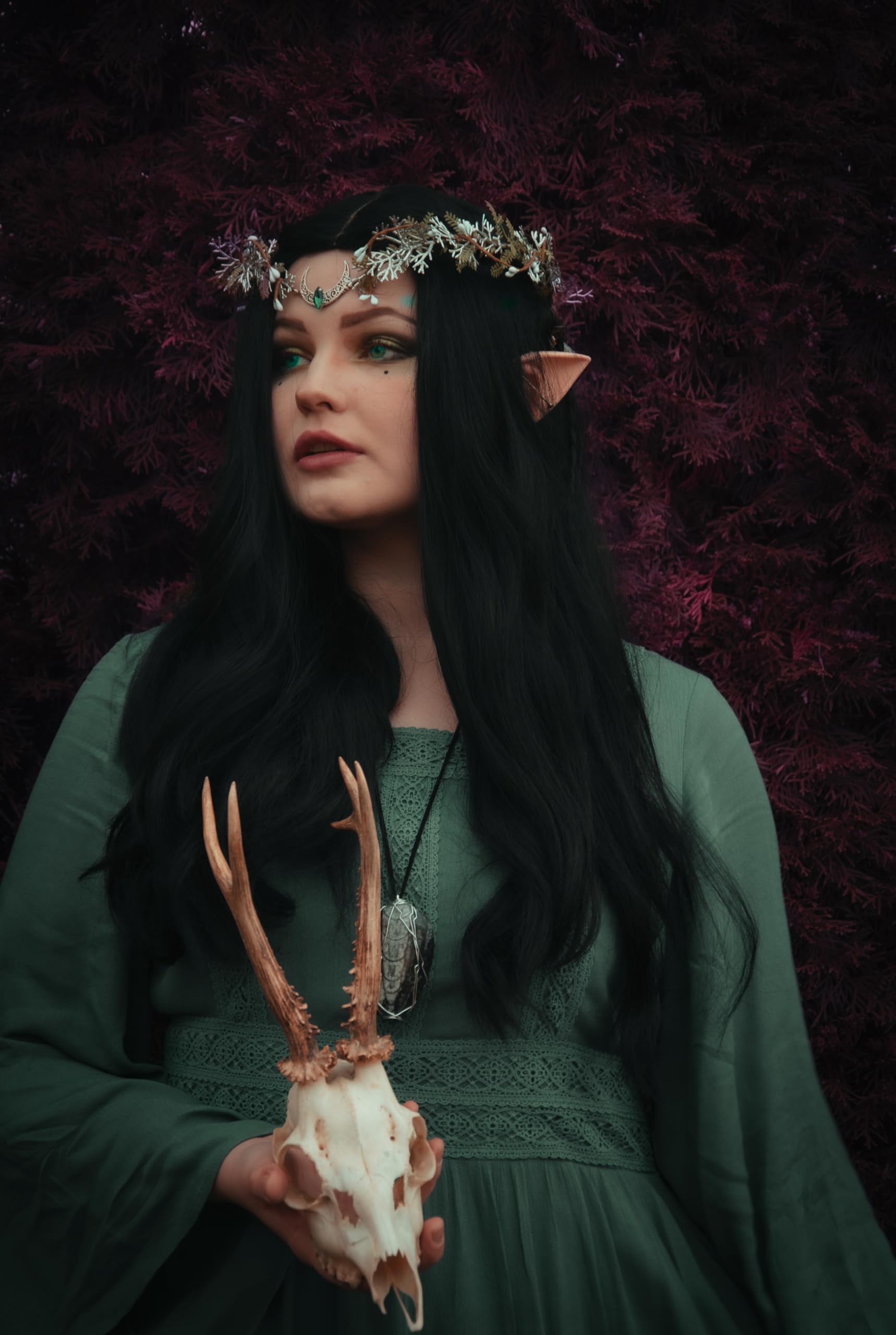Woodland Flower Elf Crown Floral Moon Headpiece for Fairy Costume Cosplay Amazon.com : MOSTORY Moon Flower Crown Headpiece - Floral  main image 2