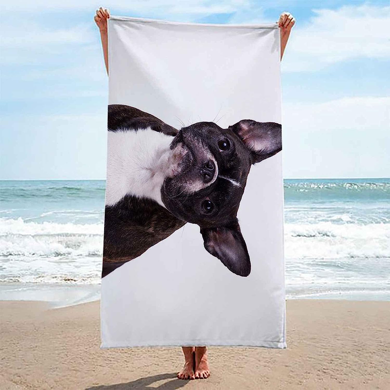 Grande Serviette De Plage, XXL 150 X 200 Cm Serviette De Plage Microfibre, Serviette De Bain Chien Animal Noir, Serviette De Plage Enfant, Tapis De Plage Anti Sable, pour Salle De Bains -7B7M