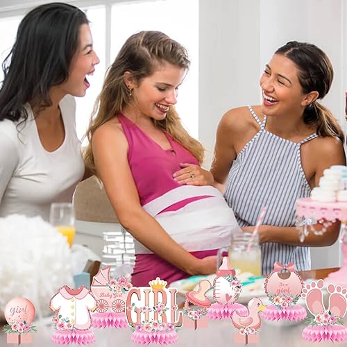 Miniatura 5 de 13 centros de mesa de baby shower rosa para mesas, centro de mesa de nido de abeja, decoración de baby shower para niñas, suministros de fiesta de