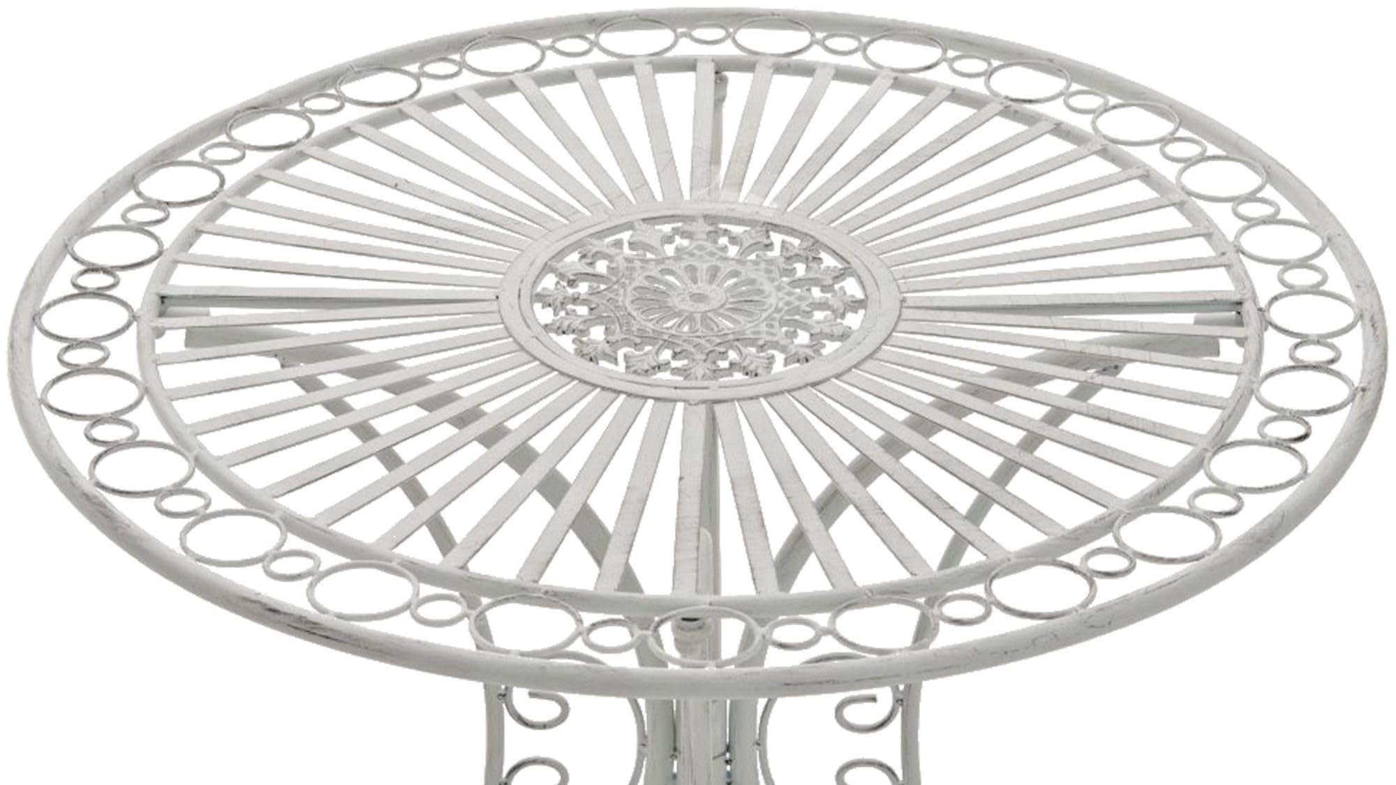 CLP Table de Jardin en Fer forgé Hari I Table de terrasse au Style Antique I Table Jardin en Fer avec Un Diamètre de Ø 70 cm, Couleur:Blanc Antique