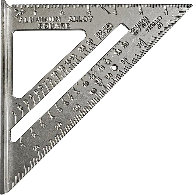 Aluminum Speed Square layout tool - 7 Inch Multipurpose Rafter square for Engineers | Carpenters Square tool | High precision scale for woodworking
