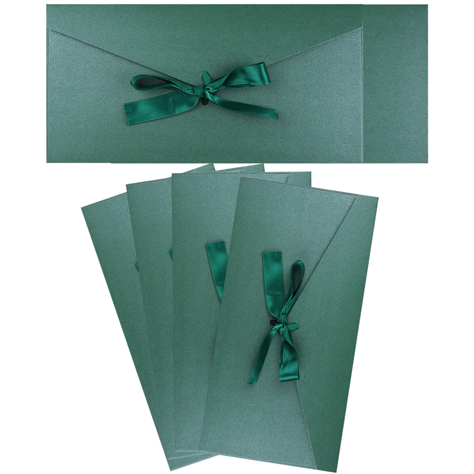 4 Pack Kraft Paper Envelopes with Ribbons, 22 * 10.9 cm Luxury Mailing Envelopes, Invitation Envelope for Festival Party