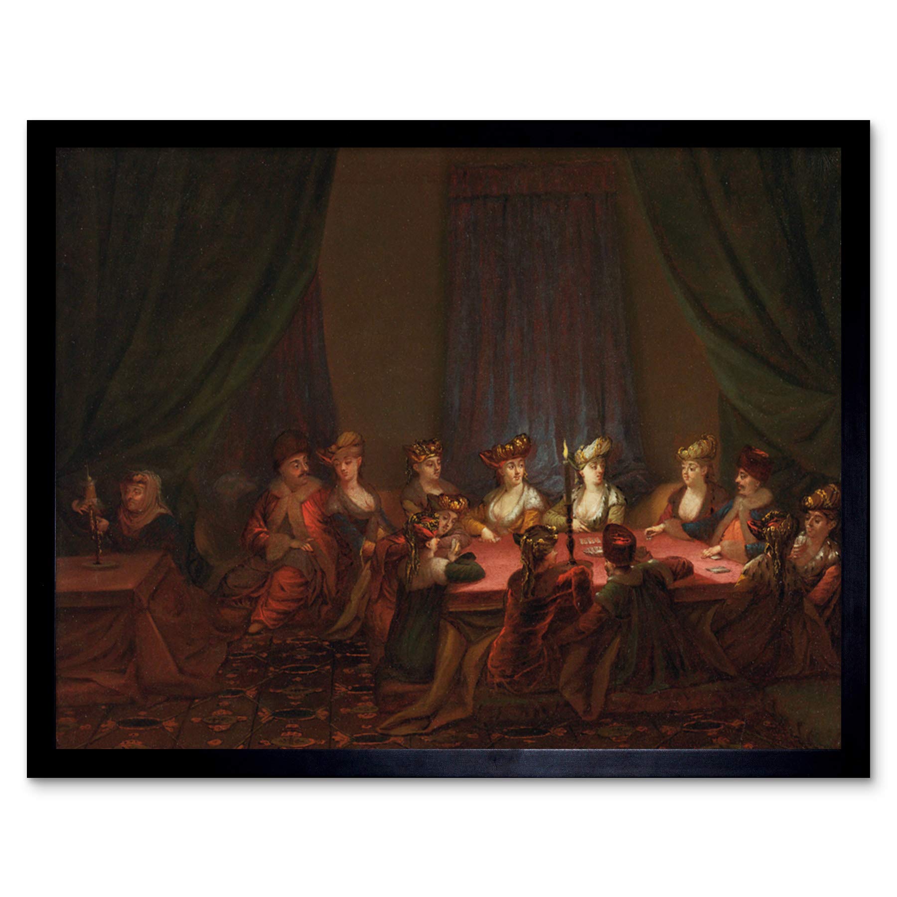 Artery8 Vanmour Party Of Armenians Playing Cards Painting Art Print Framed Poster Wall Decor 12x16 inch