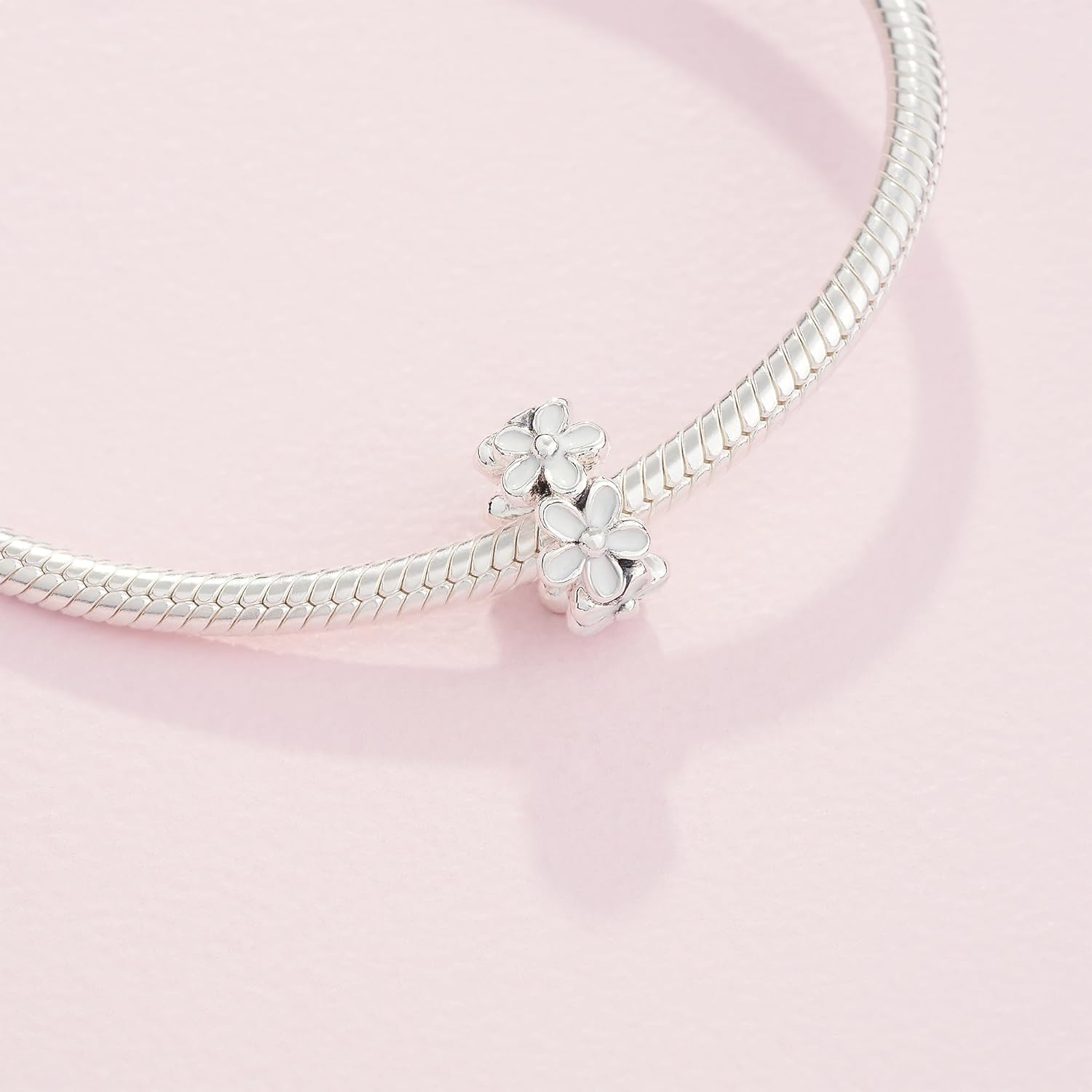 Charm Bracelet White Daisy Flower Spacer Charm Pandora White Daisy