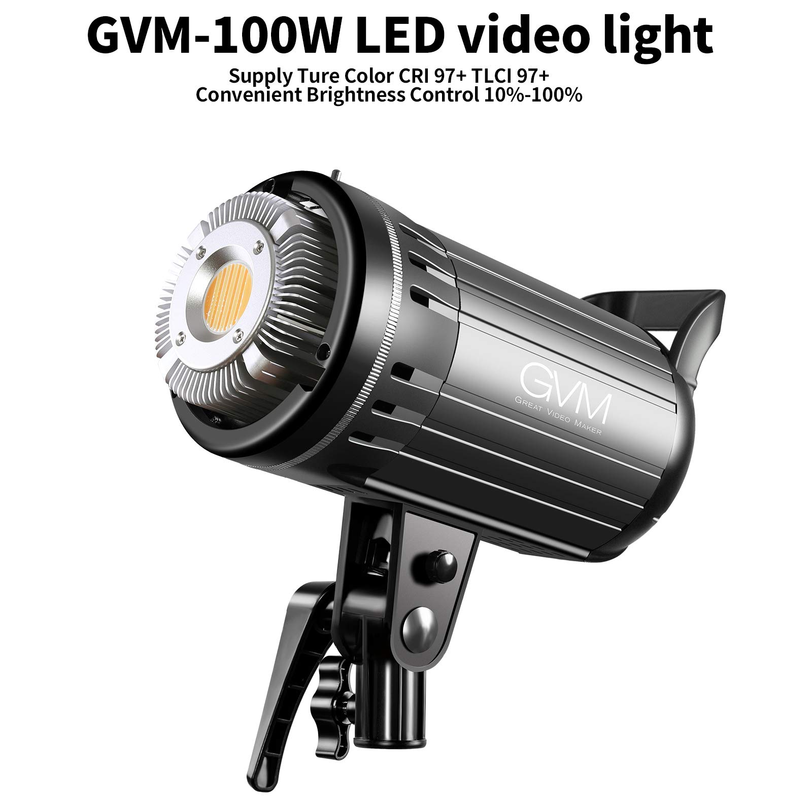 GVM LED Videoleuchte,100 W,CRI97+/ 3200K ~ 5600K,Bowens Halterung,LED Dauerlicht Fotografie,mit intelligentem App Steuersystem, für Videoaufnahmen, Kinderfotografie, Hochzeit, Outdoor Aufnahmen