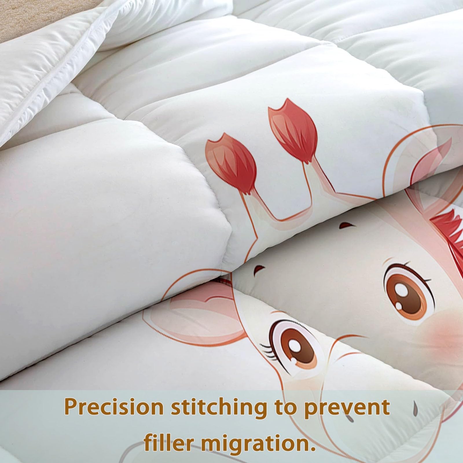 Genérico Edredón Nórdico 150 x 220 cm Elefante Jirafa Diseño, Relleno de Ecopiuma 400g/m² – Confort Térmico 4 Estaciones, Antialérgico – Set 3 Piezas Niños y Niñas, Beige