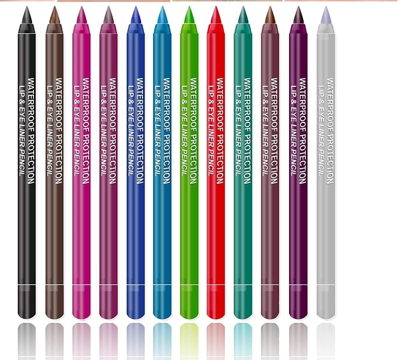 PRZX 12-Piece Matte Eyeliner Pencil Set Multicolor Shades for Eyes Smooth Long-Lasting Colour Application