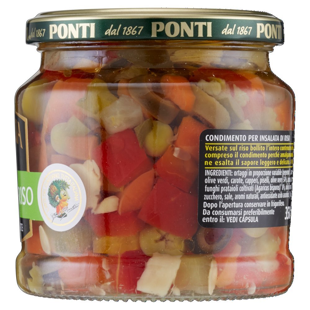 Ponti Peperlizia insalata per riso, Verdure in agrodolce miste altamente selezionate in barattolo da 350 g, Condimento per riso e pasta, Set da 6, 2100 grammo