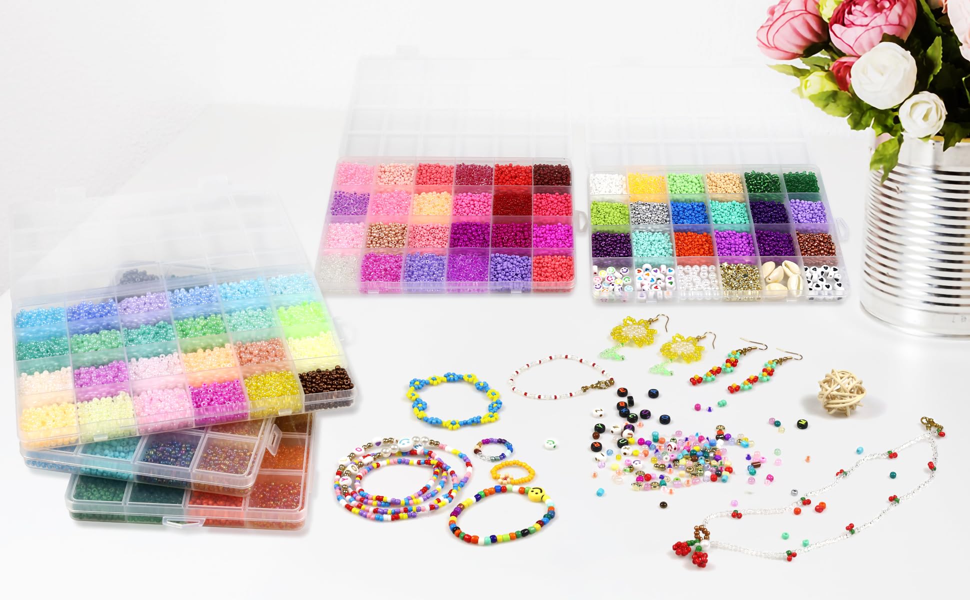47880pz 2mm 114 Colori Perline di Vetro per Braccialetti, Adulti, Colorate per Bigiotteria fai da te
