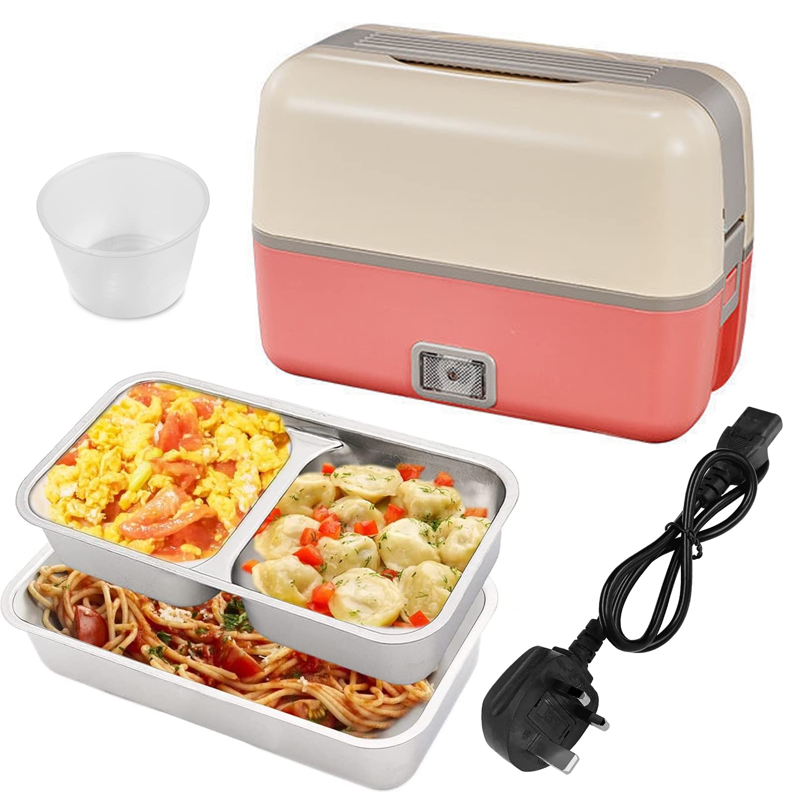 BURDEANElectric Lunch Box Food Heater - 2-In-1 Portable Food Warmer Lunch Box for Travel & Home – Leak proof, 2 Compartments, Removable 304 Stainless Steel Container