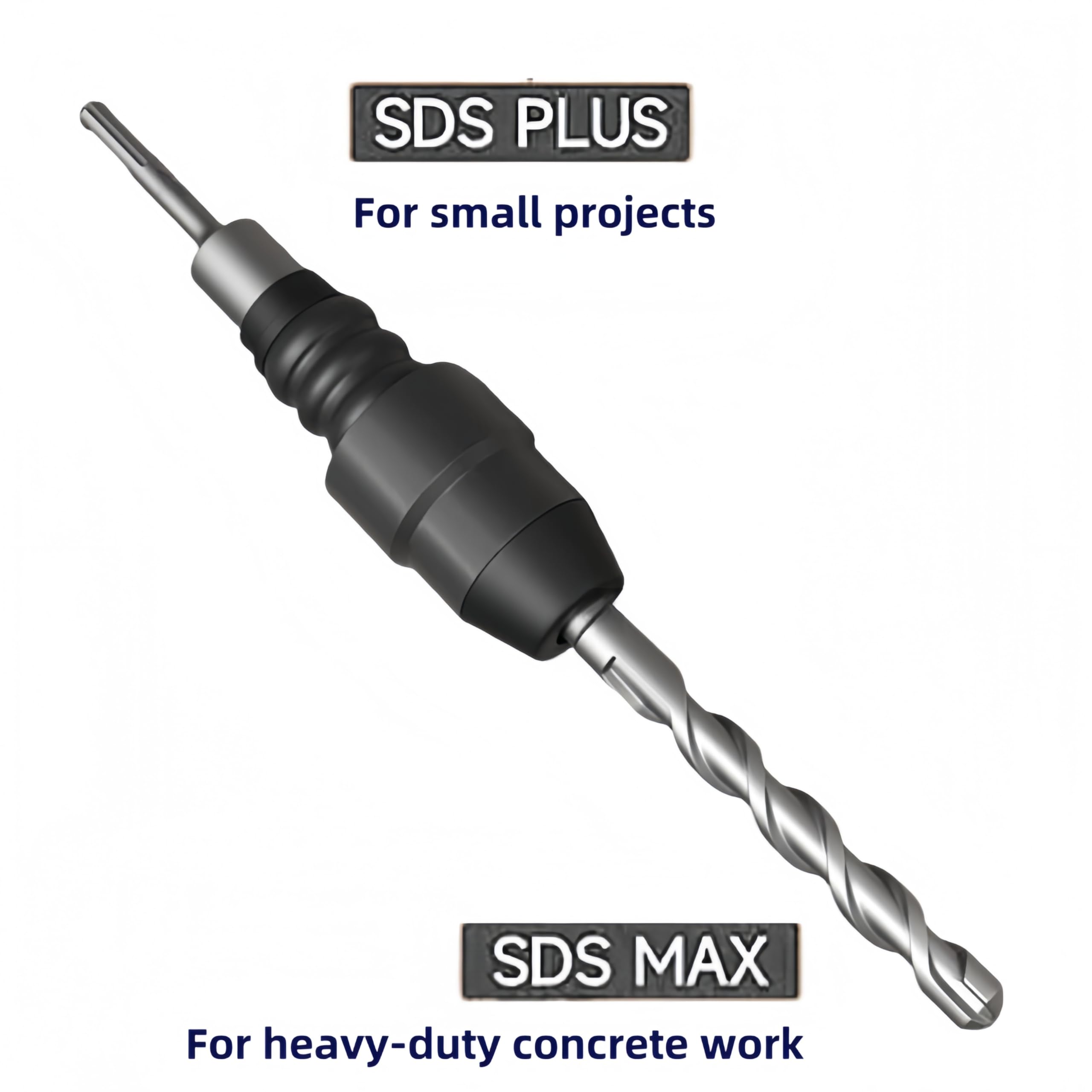 SDS-Plus to SDS-Max Rotary Hammer Drill Bit Adapter, 8-1/4” Long Alloy Steel Drill Adapter Set, Quick Release Chuck Drill Converter Shank for Demolition Hammer Rotary Hammer