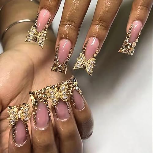 French Tip Junk Press on Nails Short Duck Square Fake