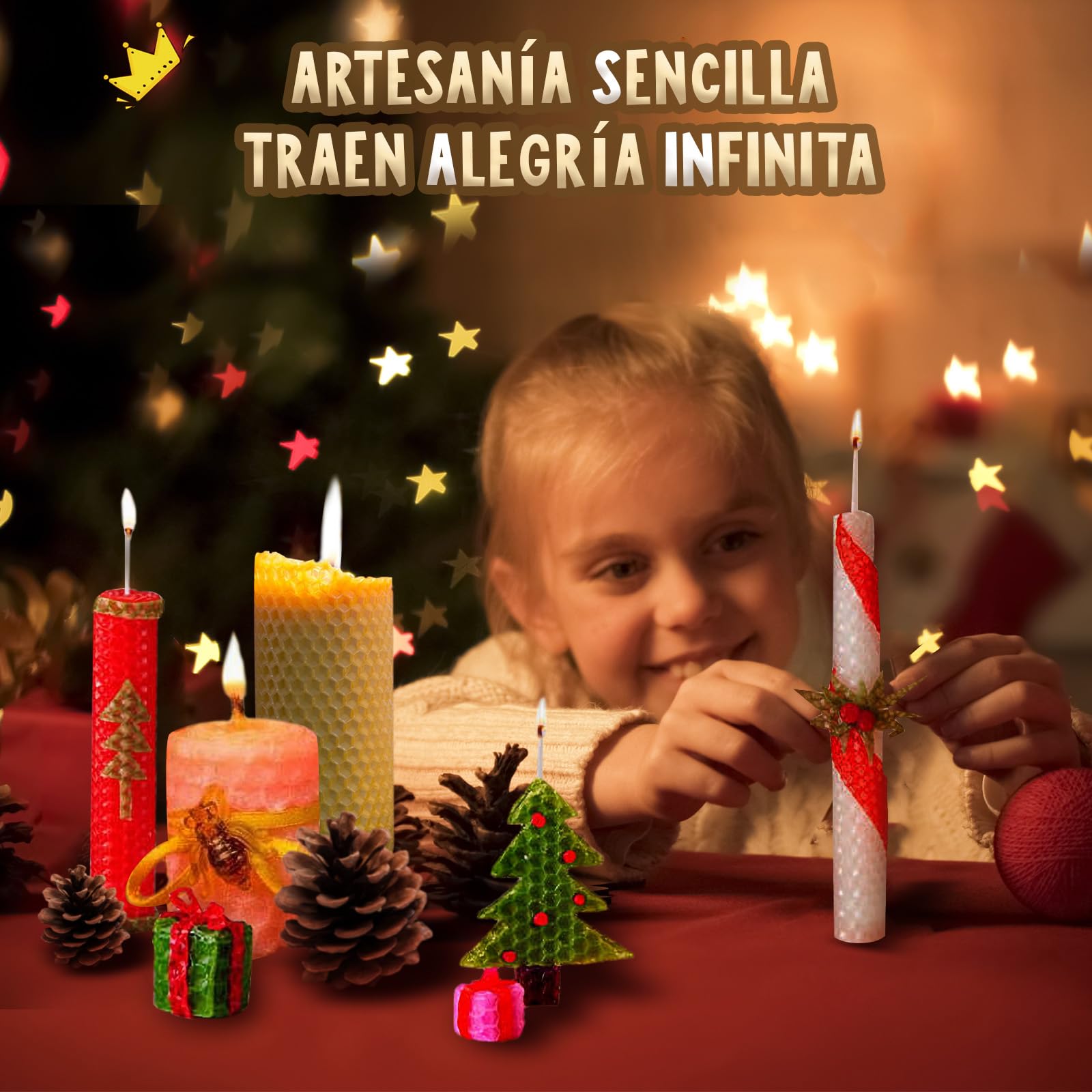 BuzzoXerex Hojas de Cera de Abeja, 24 Piezas Placas de Cera de Abejas (20x20cm), Kit de Fabricación de Velas de Cera de Abejas con 6 Molde, Kit para Hacer Velas para Adultos y Niños (Colorido -24-2)