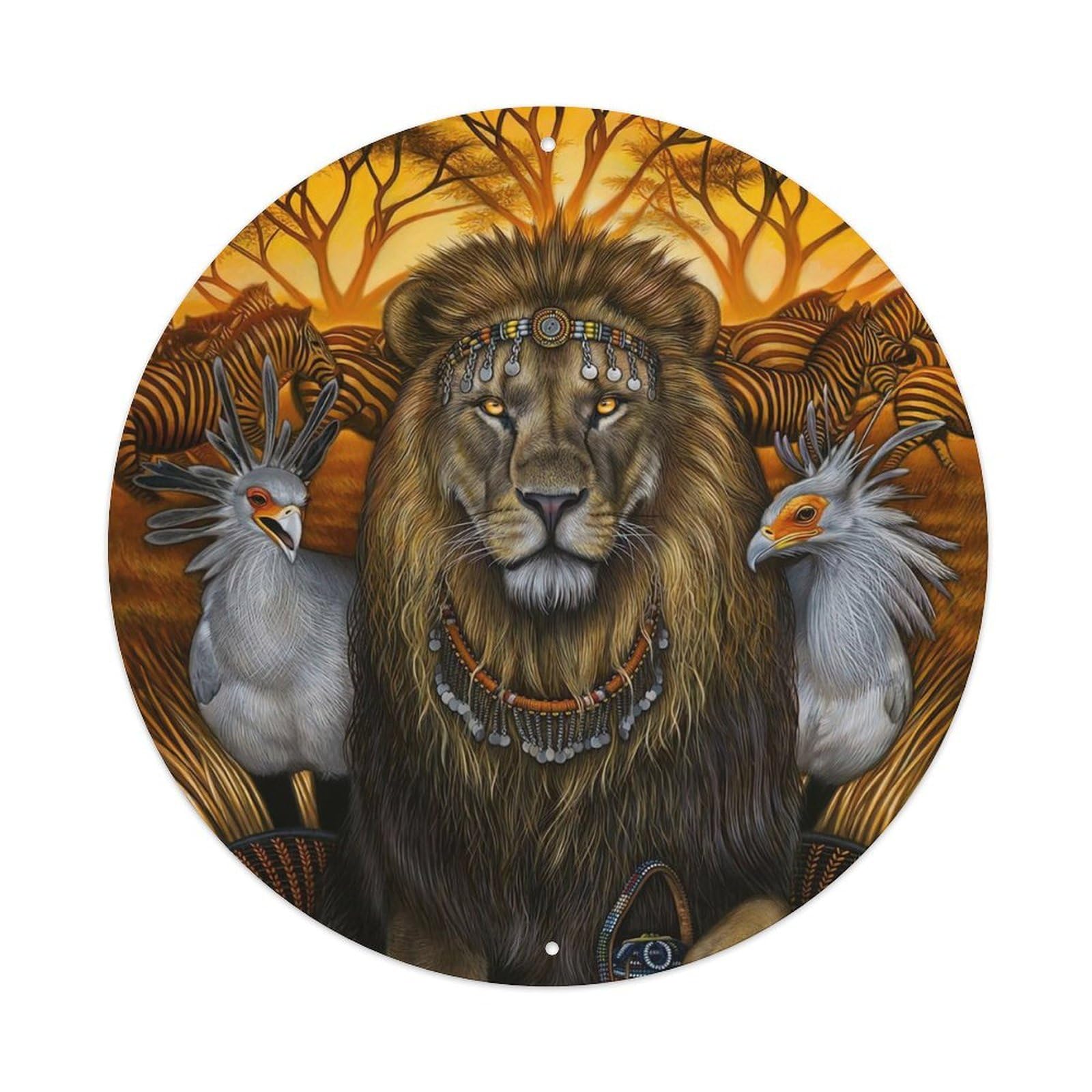 Prairie Animal Animals Artwork The Lion King Vintage Metal Tin Sign Plaque Wall Decor for Cafe, Club Bar, Office, Garden Metal Poster 8x8Inch