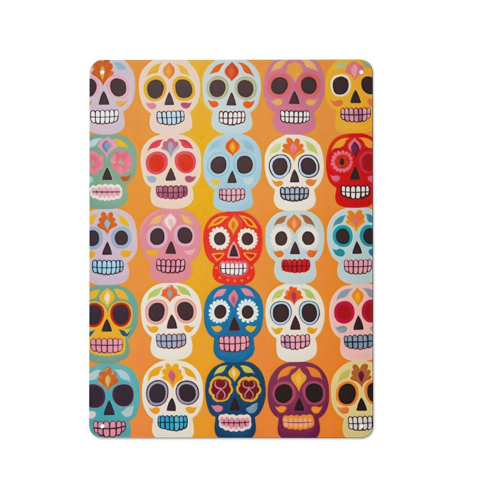 Junmoney Vibrant Skull Mosaic 40X30cm Vintage Metal Plaque With For Garage Or Workshop, A Christmas Gift For People Styling Garage And Workshop