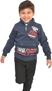 سويت شيرت أولادي ميلتون مبطن برقبة (8 سنوات, كحلي)، ياقة عالية جدًا