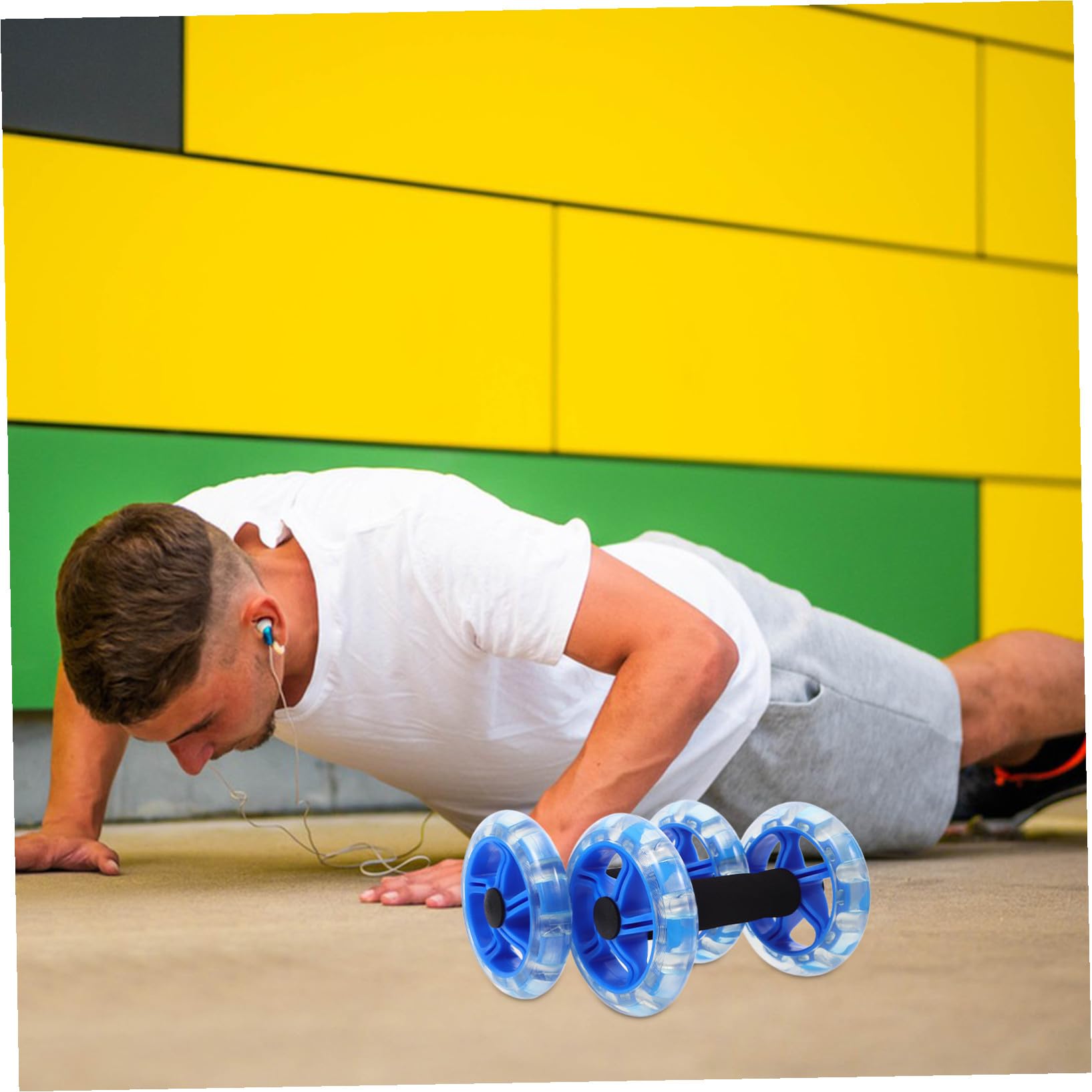 BESPORTBLE Rueda de Abdominales Doble Diseño de Ruedas para Fortalecer Músculos Abdominales y Agarres Antideslizantes, Material PP y PVC, Adecuado para Entrenamiento en Casa