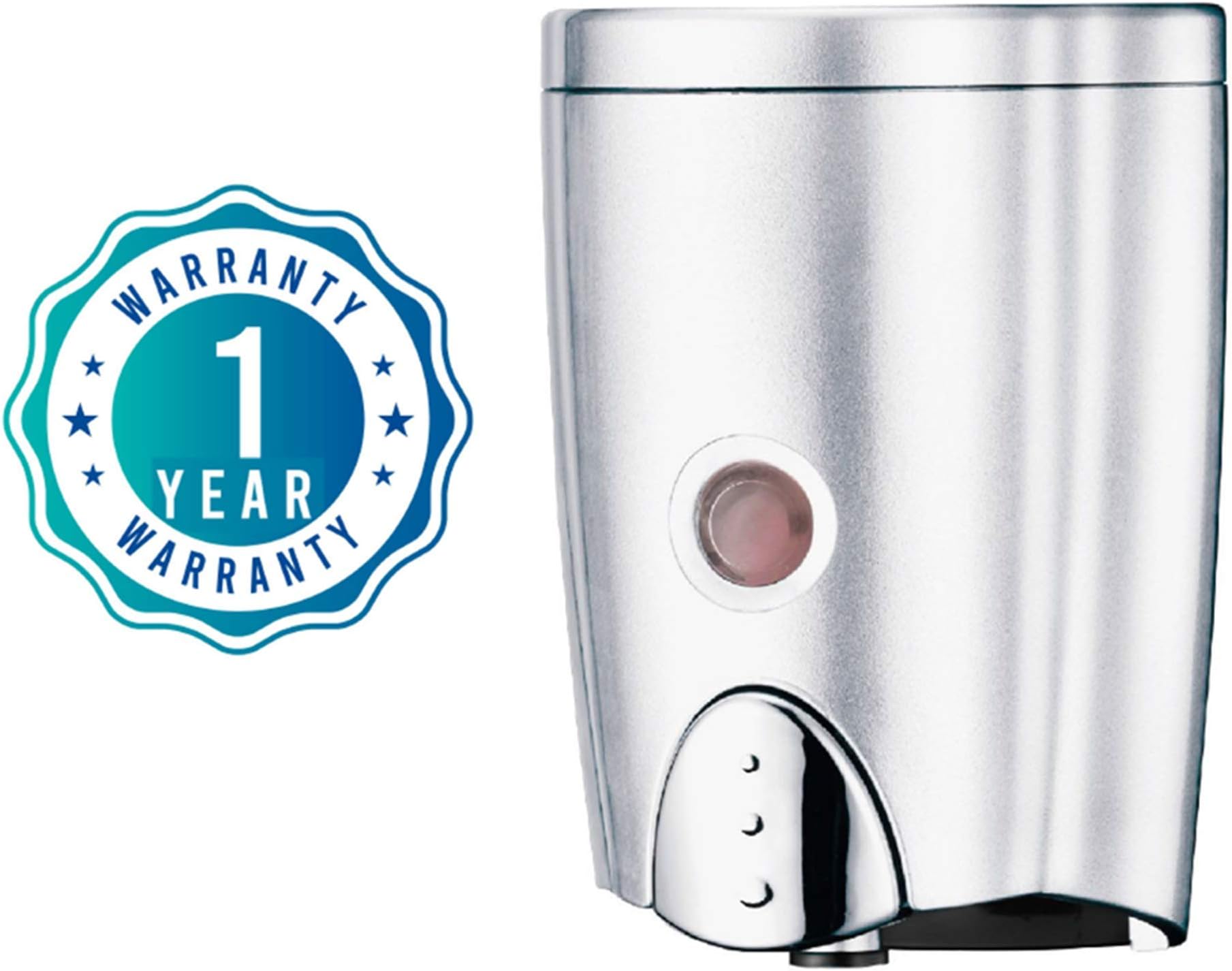 HOMEPLUZ Simply Silver Manual Wall Soap Dispenser (580ml) - Durable Rust Resistant ABS Plastic Casing - Wall Mounted for Kitchen, Bathroom, Home Office, Hotel, Commercial Buildings