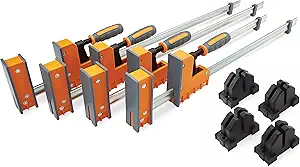 BORA 8pc Parallel Clamp Set, Includes 2 x 24" + 2 x 40" Woodworking Clamps with Rock-Solid, Even Pressure + 4 x Parallel Clamp Blocks, 571650