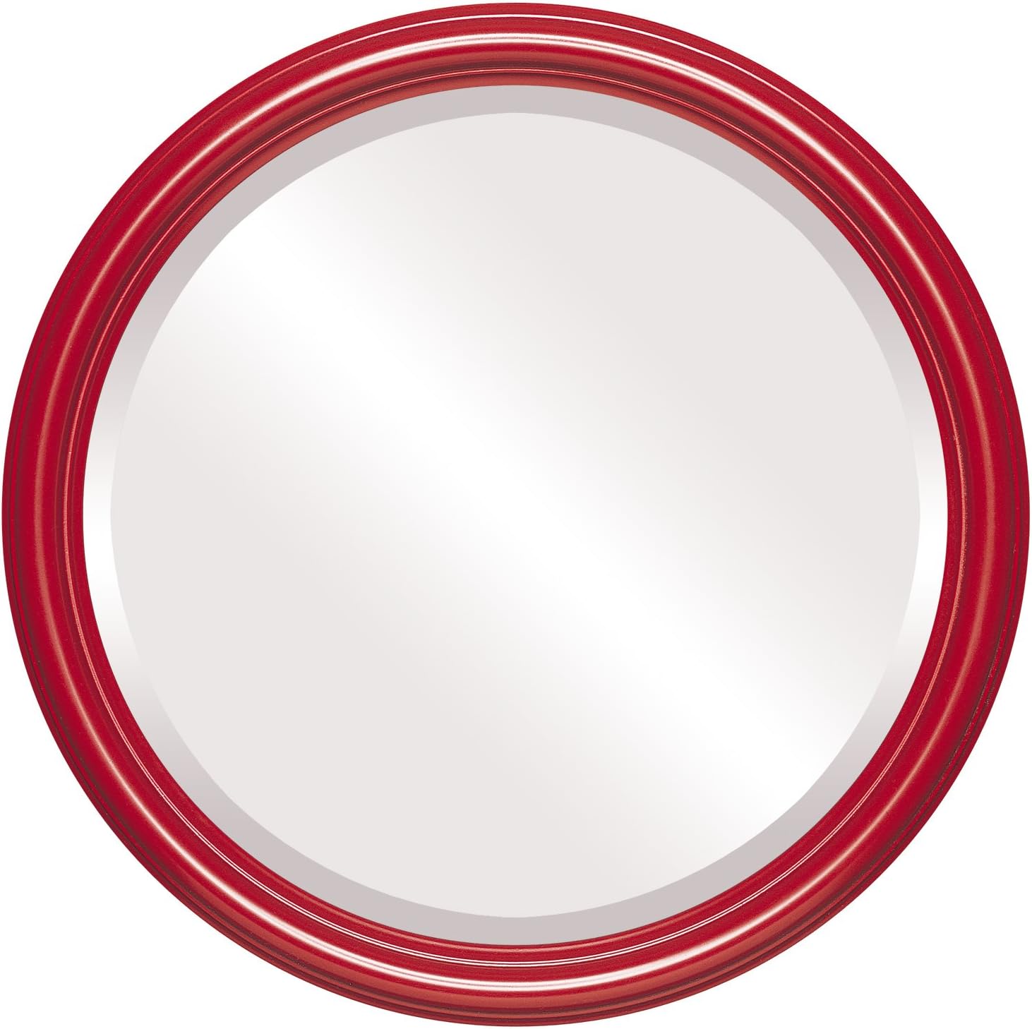 OVALCREST Round Beveled Wall Mirror for Home Decor - Saratoga Style - Holiday Red - 20x20 Outside Dimensions