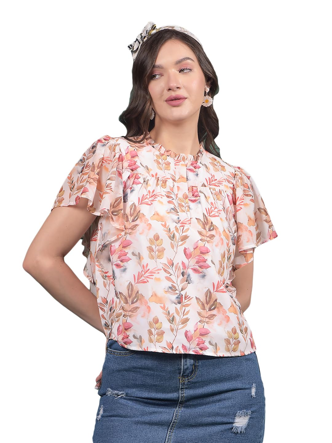 crimsoune club Women's Peach Floral Print Top-picture-12