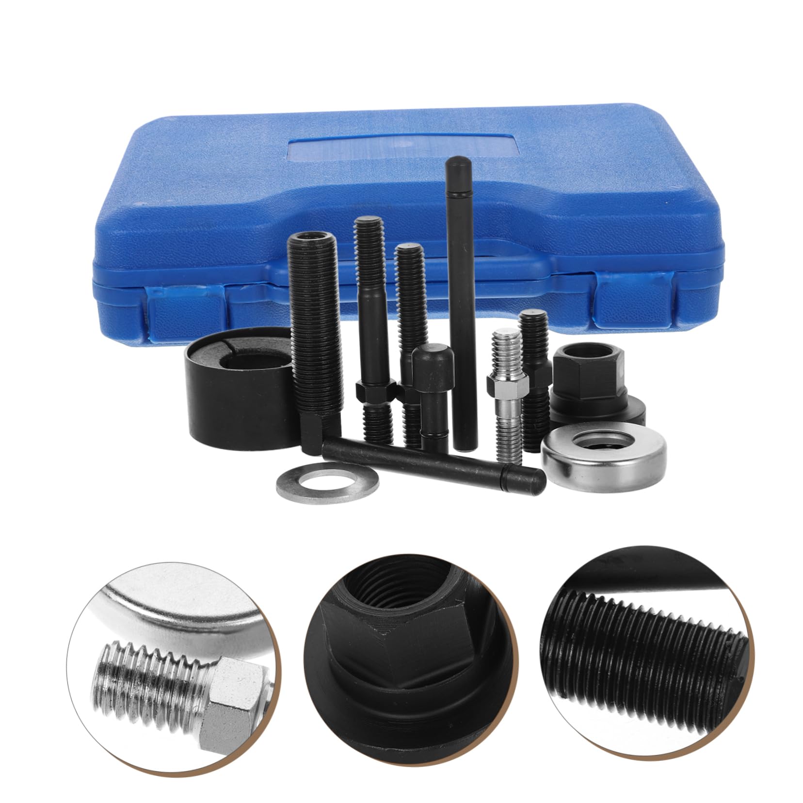 BESTYASH Kit Estrattore e Installatore per Puleggia Servosterzo e Volante, in Acciaio al Carbonio, con Valigetta per Officina Auto