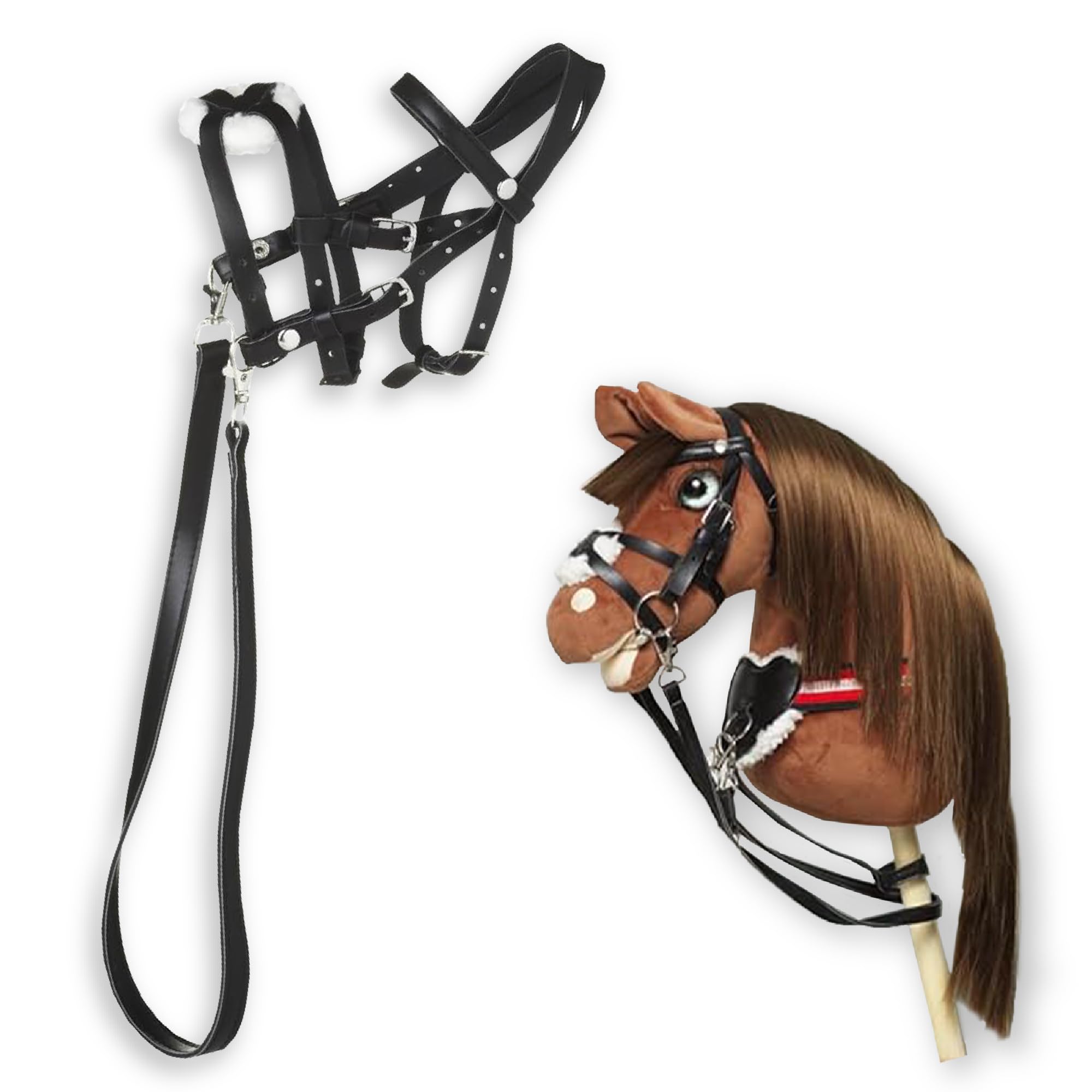 Panduro Hobby Horse Accessori Briglie per cavalli a spina regolabile nero