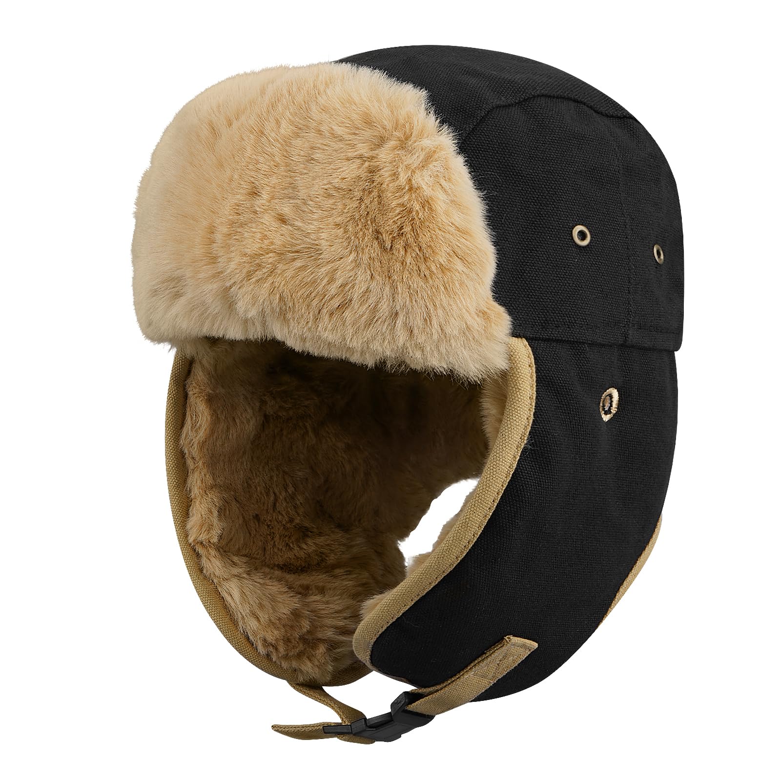 Cappello, Cappelli Invernali da Uomo Trapper Trooper Eskimo Berretto Aviatore con paraorecchie Caldo(DPL5Black)