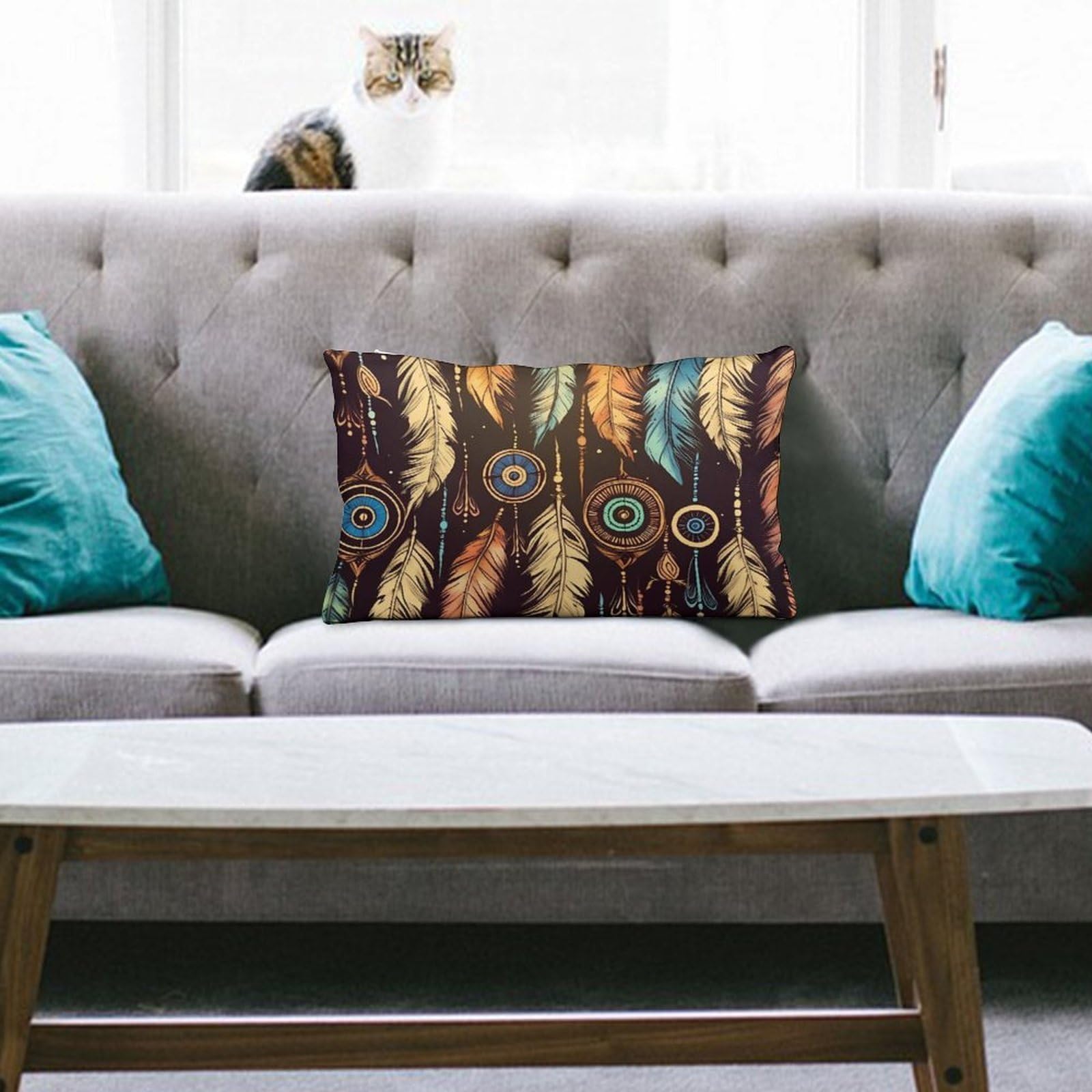 NTVOWPZO Decoration Throw Pillow Covers 8"x12" Pillowcases Covers Vintage Ethnic Tribal Feather Soft Pillowcases Modern Farmhouse Home Decor Sofa Cushions Covers for Couch Bed Living Room