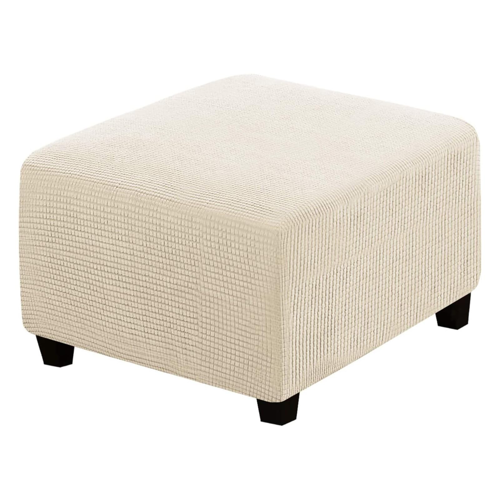 Ljwdys Beige 4 Sizes Square Footstool Cover, Super Soft Stretch Ottoman Pouffe Slipcovers (Color : Size : Xxl)