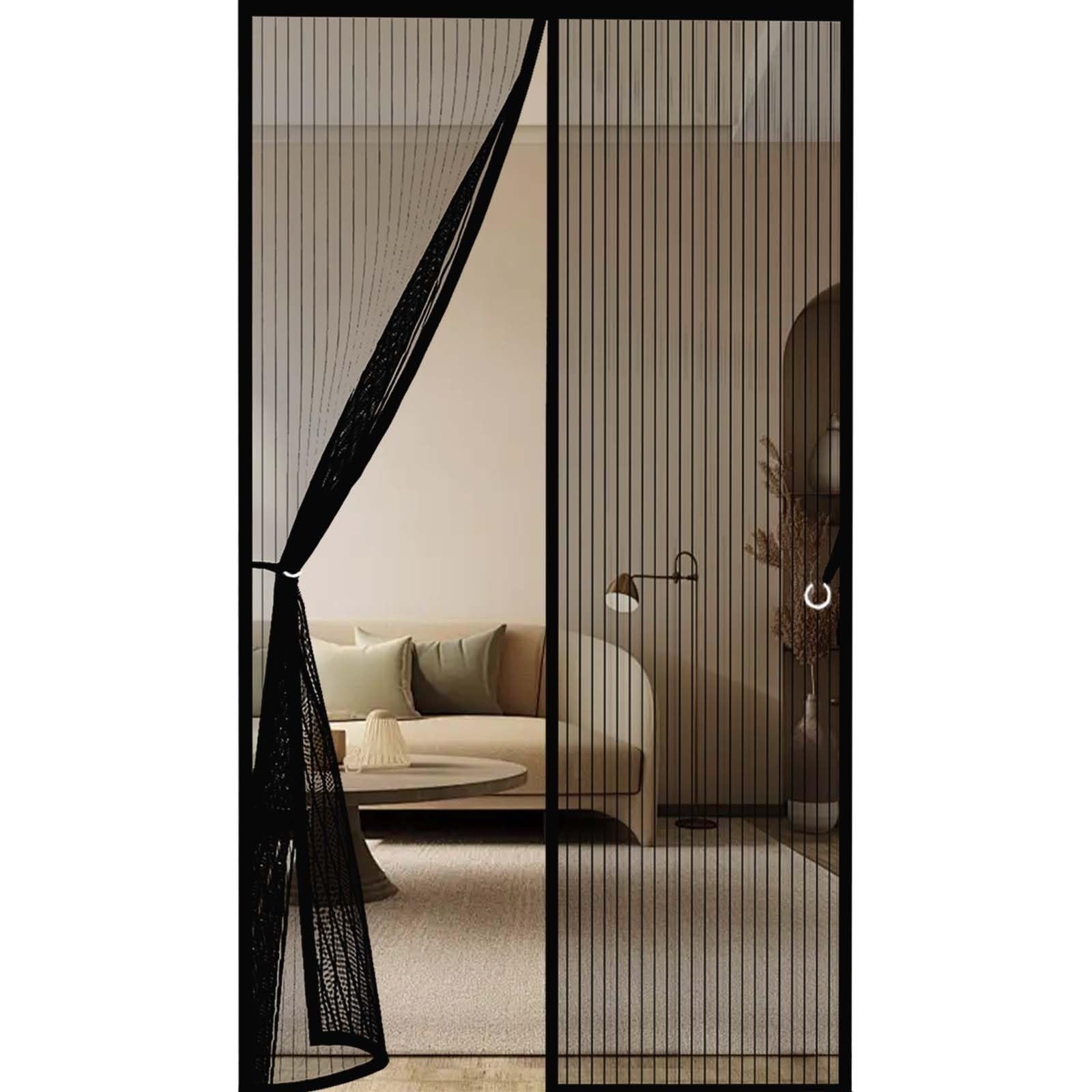 Feijdon Black Insect Protection Door No Gap 118 X 186 Cm Durable, Keeps Bugs Out, Kid And Pet Friendly Anti Mosquito Fly Curtain Door Screens Nets Hundreds Of Sizes, Lets Fresh Air In,