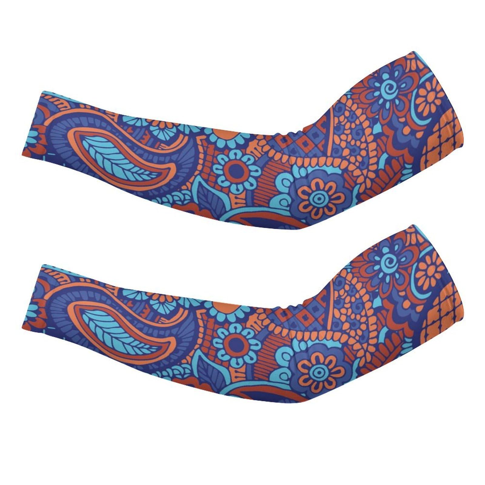 Paisley Flowers Ice Silk Arm Sleeves Cooling Sun Protection Arm Sleeve for Men Women S