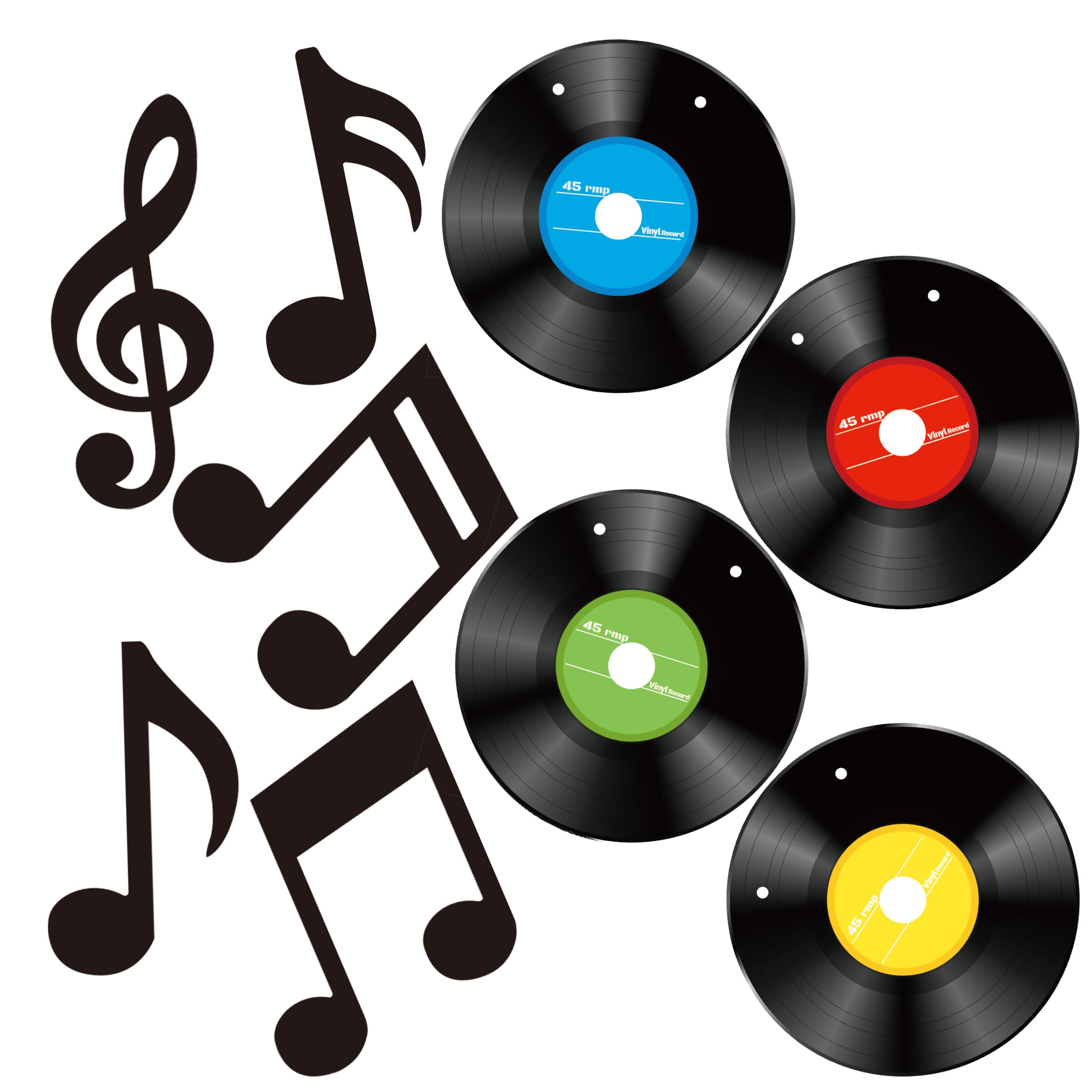 Gexolenu 45 Pcs Black Vinyl Music Notes Wall Decor, Set of 45, Unframed, Wall Mount, Living Room, Bedroom, Kids Room