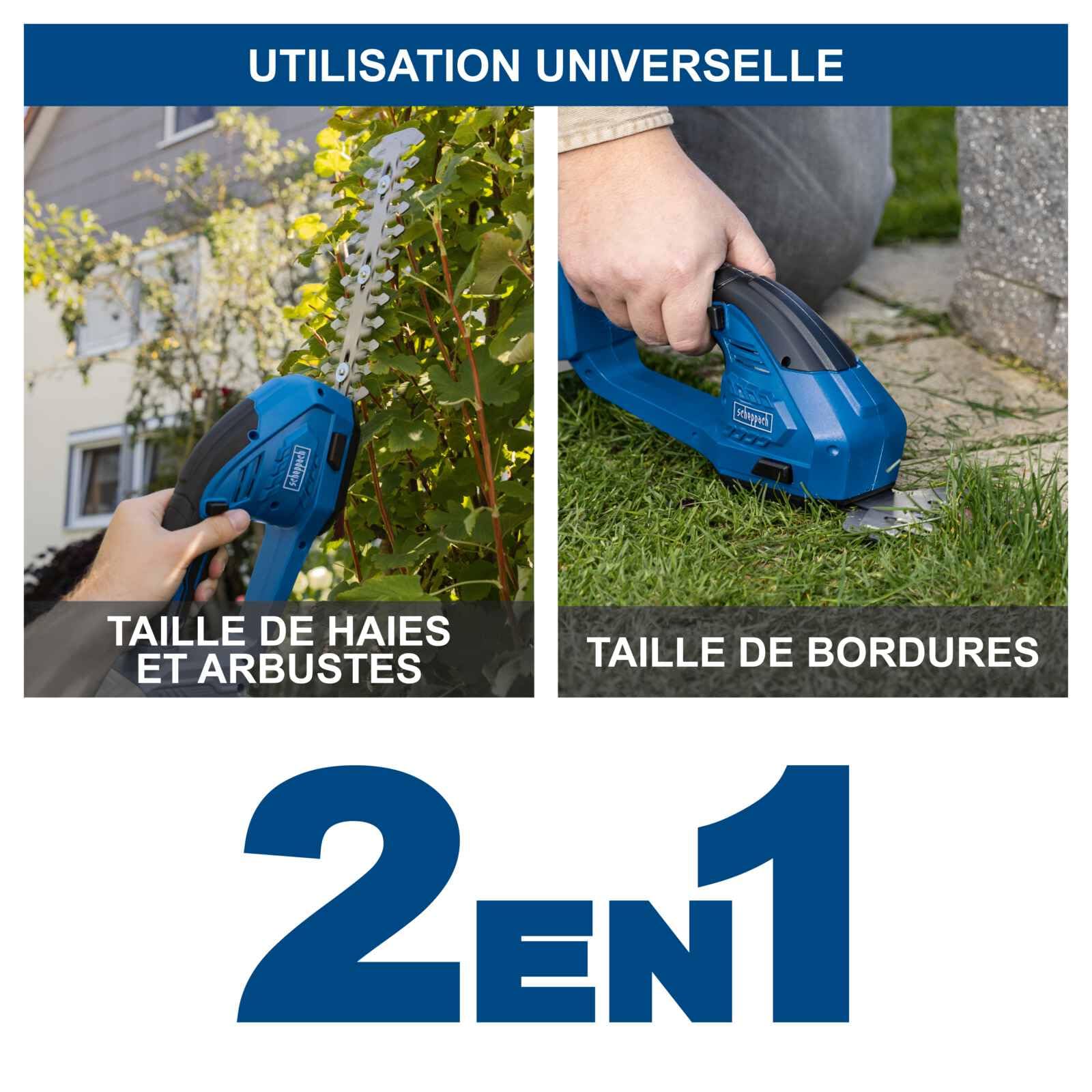Scheppach Cisaille à Gazon sans Fil C-HTGS200-X 20V | Largeur de Coupe (Lame de Coupe d'herbe) 90mm | Longueur de Coupe (Lame de Coupe d'arbuste) 200mm | sans Batterie ni Chargeur