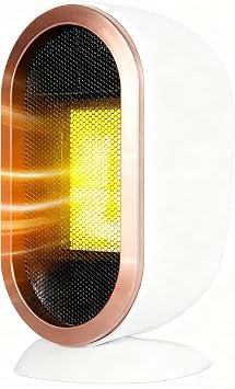 VNIMTI Space Heater, 1200W Portable Electric Heater indoor use, Mini Desk PTC Fast Heater for Office, Bedroom, Tip-Over & Overheat Protection, White