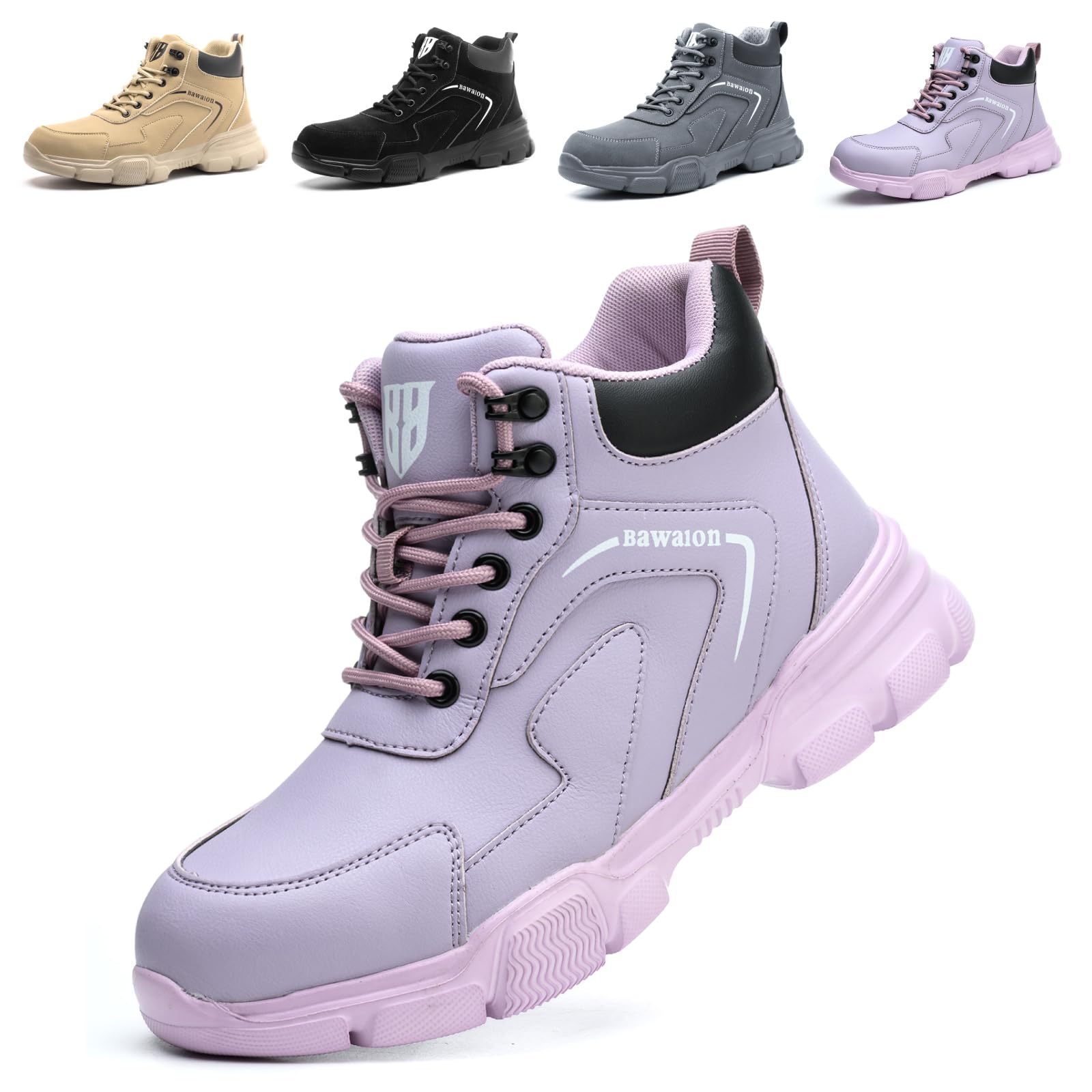 Impermeabile Scarpe Antinfortunistiche Alte Uomo Donna Leggere Scarponi Antinfortunistiche Stivaletti da Lavoro con Punta in Acciaio in Pelle