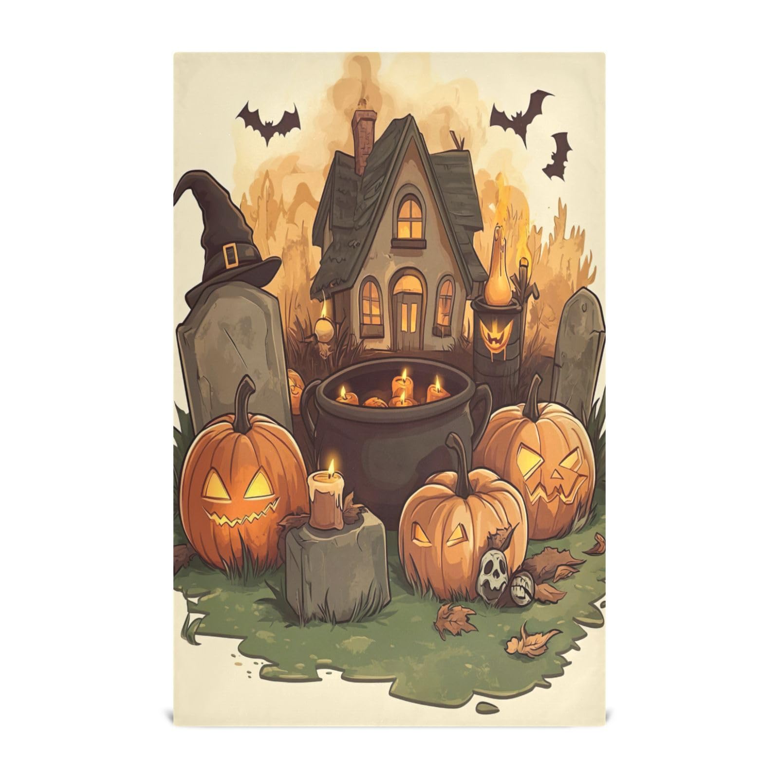 STAYTOP Halloween Hut Kitchen Dish Towel Set,6Pcs Drying Kitchen Towels Tea Towels Gift Set for Drying Cleaning Cooking Baking