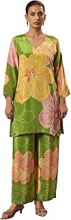 Arangya Women's Pure Crepe Hand Work Co Ord Set for Women l Stylish Modern Kurta with Side Pocket Bottom l Family Gatherings Price In India