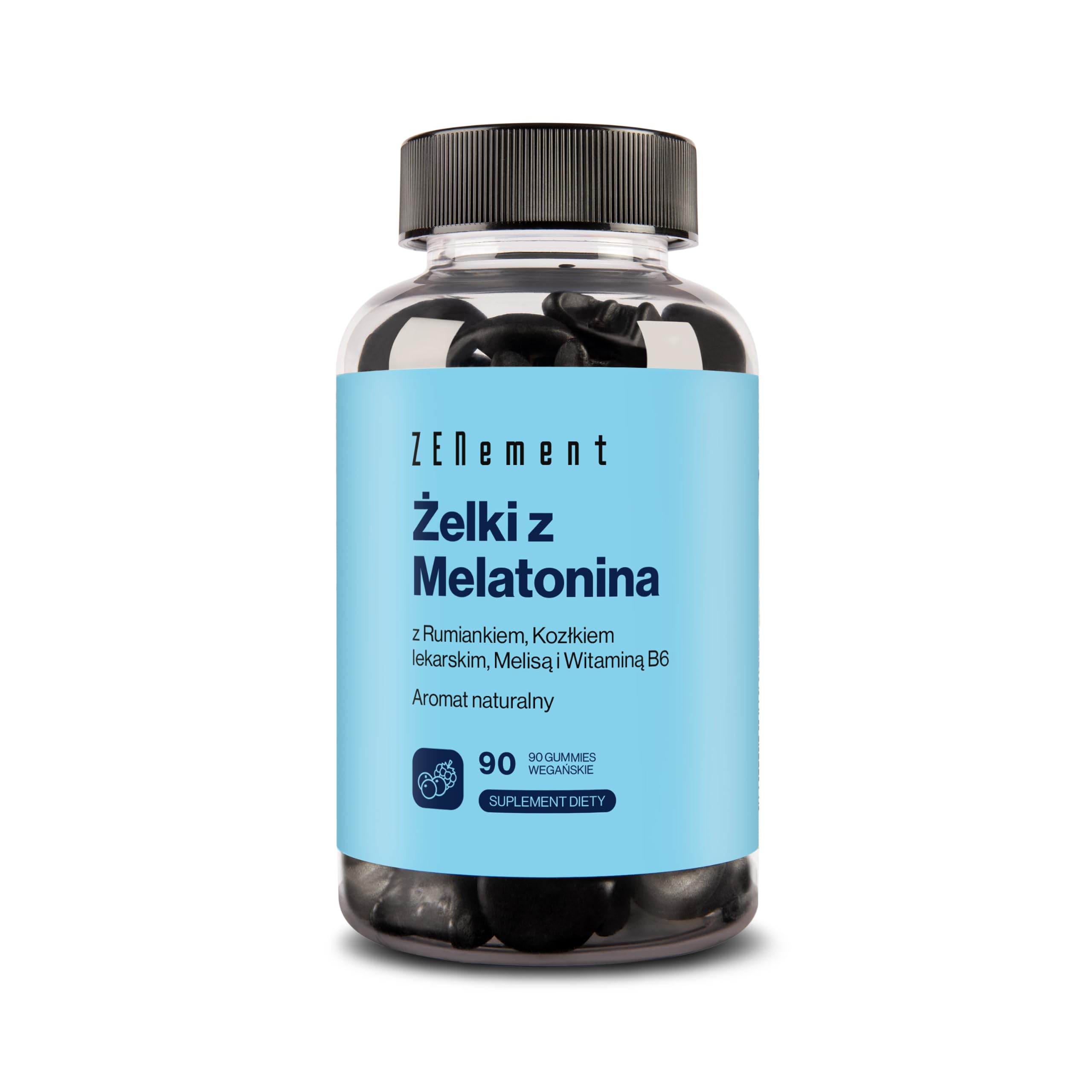 Melatonina Gummies 1 mg – Od 12. roku życia – Z Witaminą B6, Rumiankiem, Kozłkiem, Melisą i Bzem – 90 Żelków (3 miesiące) – Smak Leśnych Owoców – Wegan, Bez Żelatyny, Bez Glutenu – Zenement